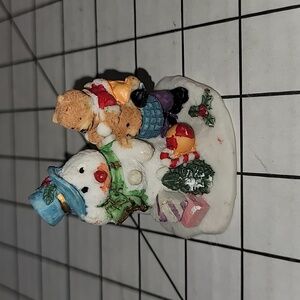 Mini Snowman w Teddy Bears -‎ Preloved 1.25" tall